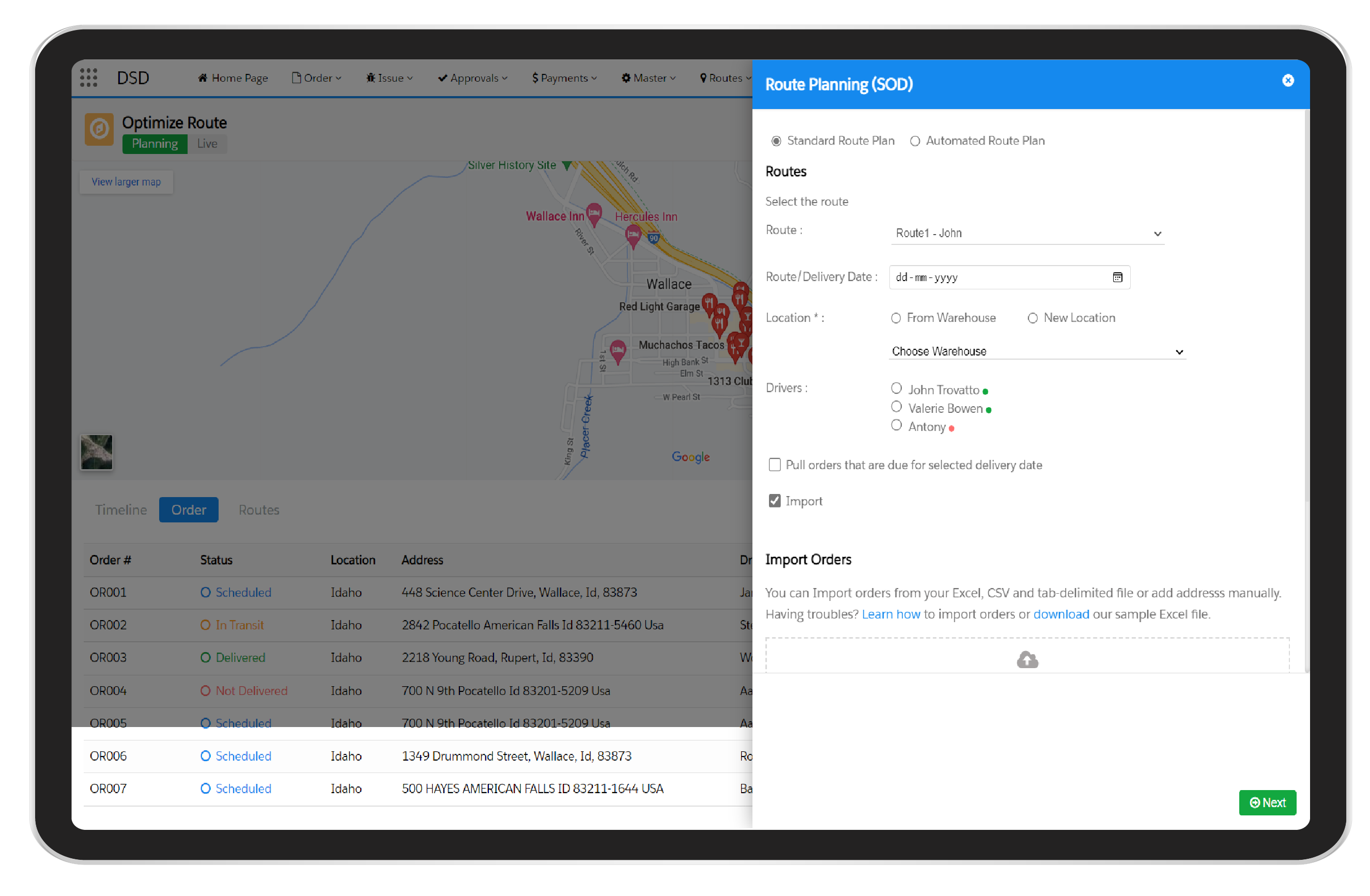 bMobile's route planning